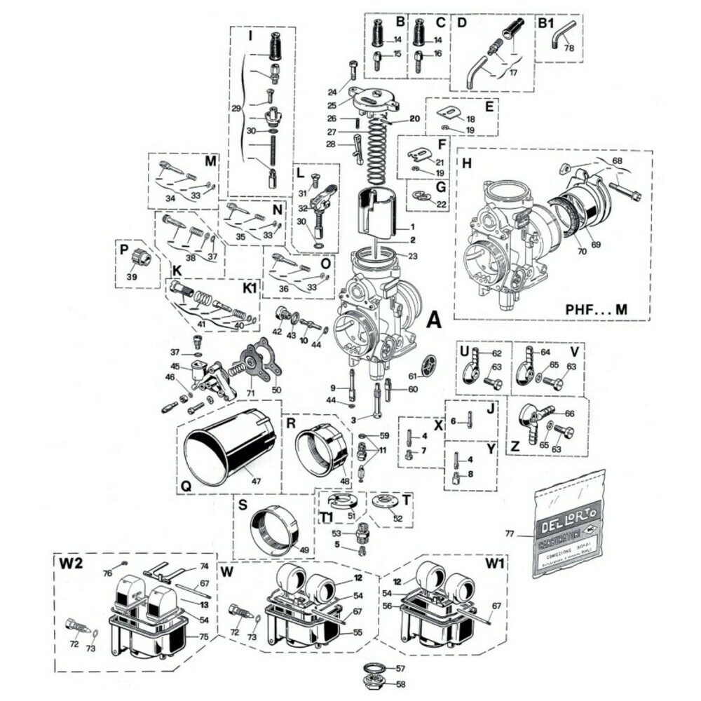 Carburetor Dell'Orto PHF 30/32/34/36